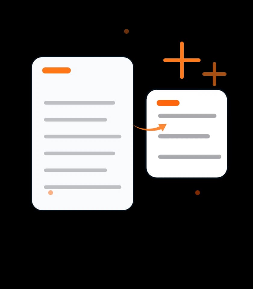 Long text being condensed into a short summary