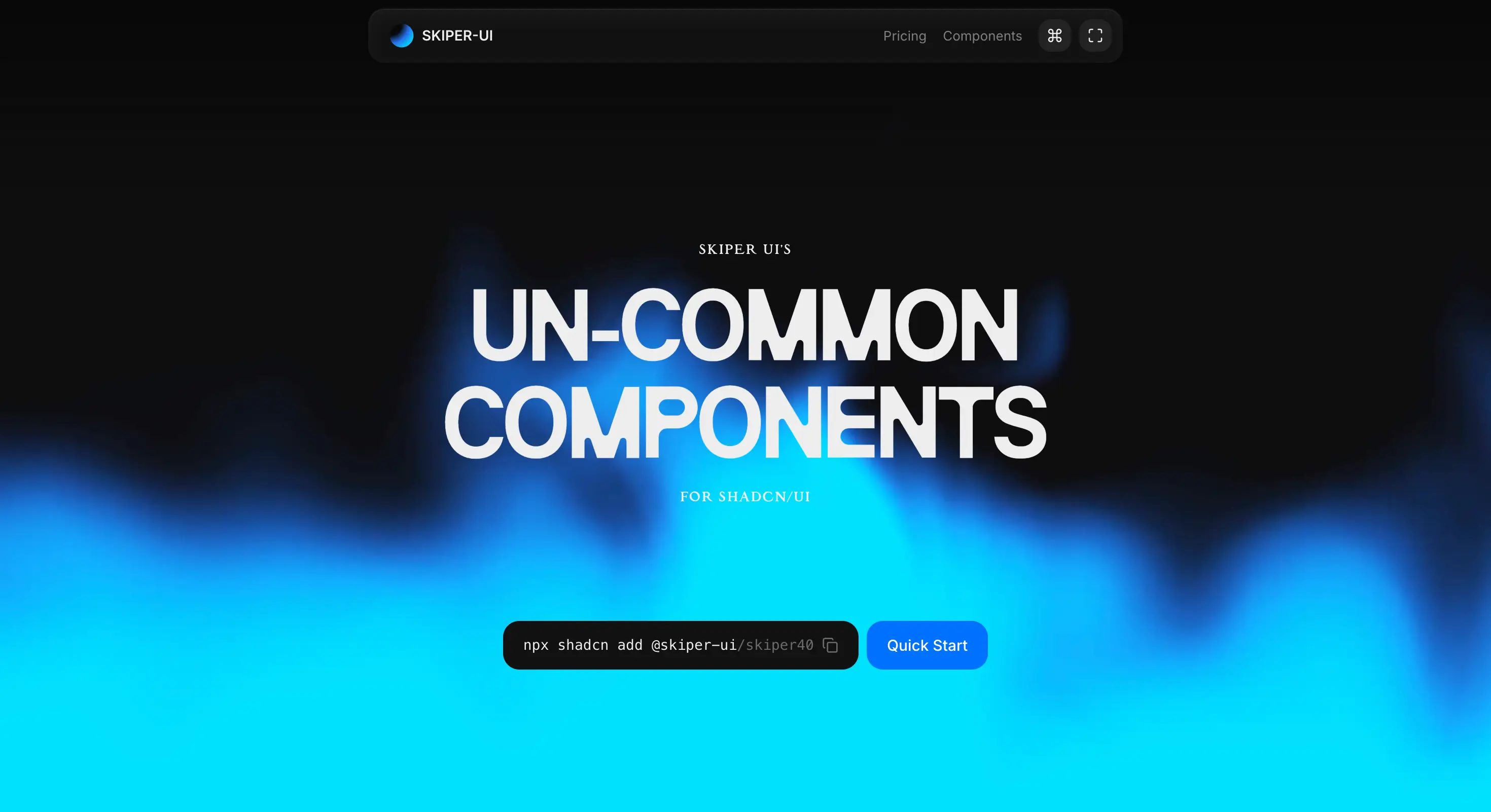 Skiper UI homepage showing its free and premium component split