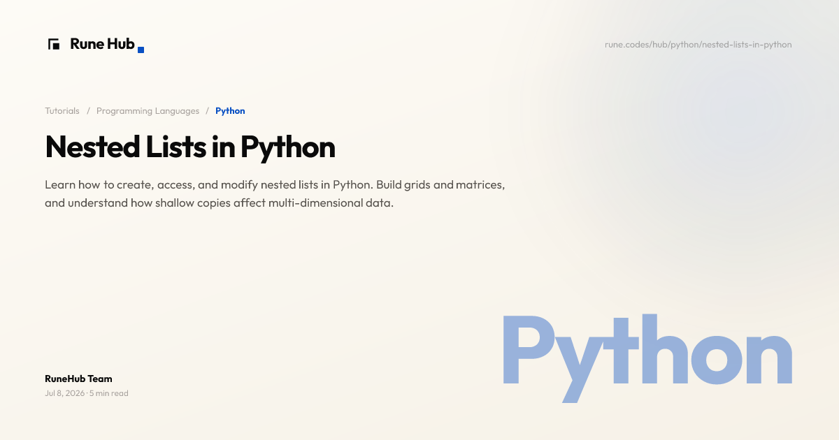 Nested Lists in Python: Grids, Matrices, and Multi-Dimensional Data ...