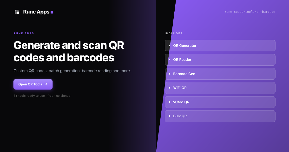 Free QR Code & Barcode Tools | Rune
