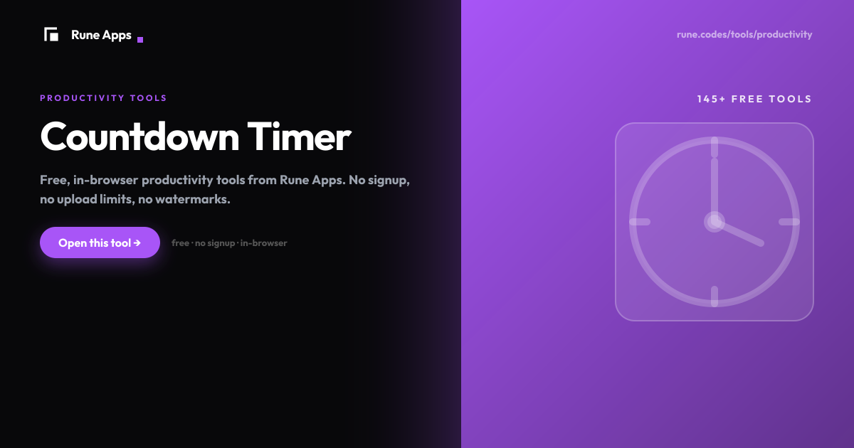 Countdown Timer Online - Free Days Hours Minutes Timer | Rune Apps