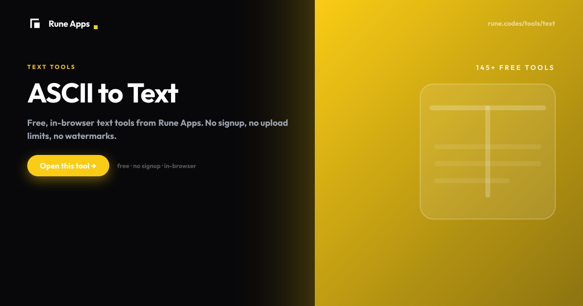 ASCII to Text Converter Online | Decode ASCII Codes | Rune Apps