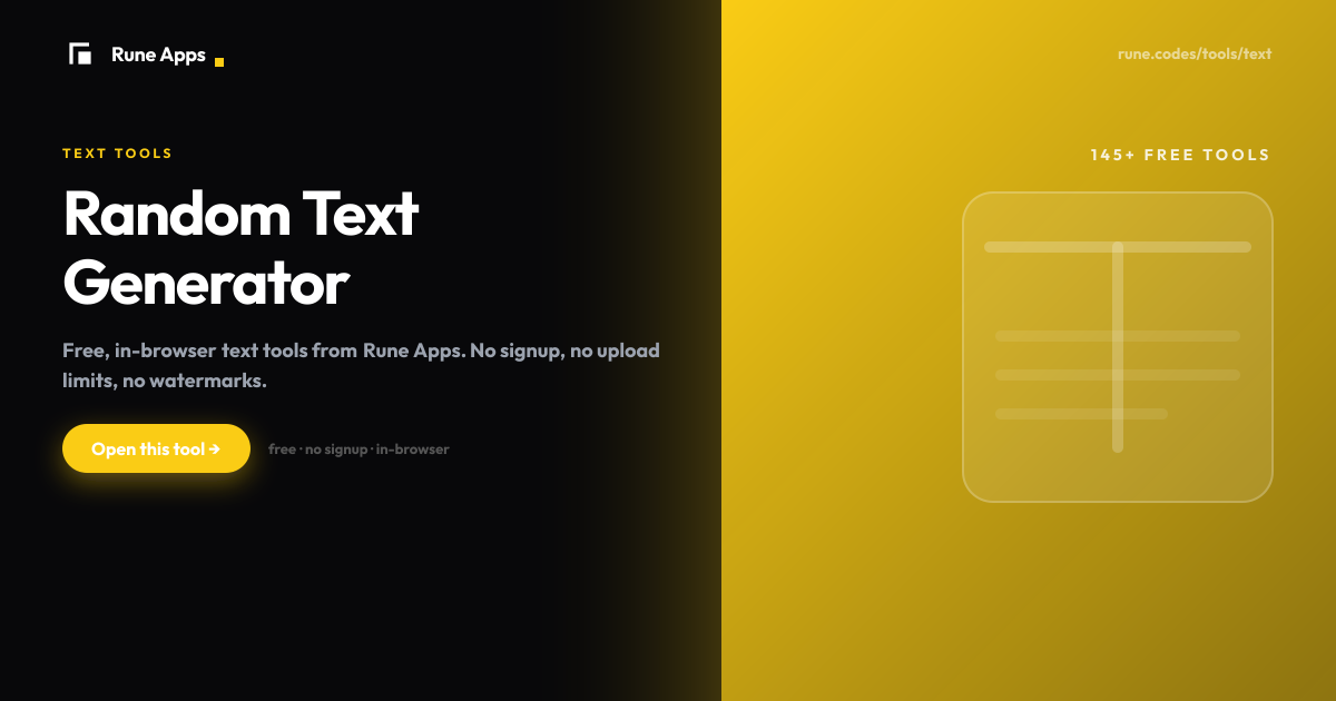 Random Text Generator Online | Words, Names, Hex, Text | Rune Apps